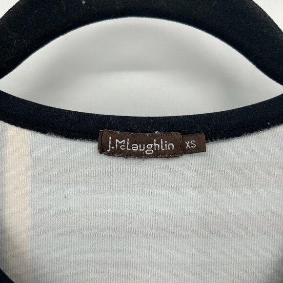 J. MCLAUGHLIN Navy Blue Yellow Nautical Rope Striped Print Long Sleeve Shirt XS - Picture 4 of 5